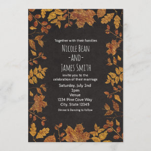 De herfst Rustic Golden Leaves Elegant Wedding Kaart