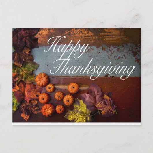 De herfst Rustic Happy Thanksgiving  bladeren Briefkaart (Voorkant)