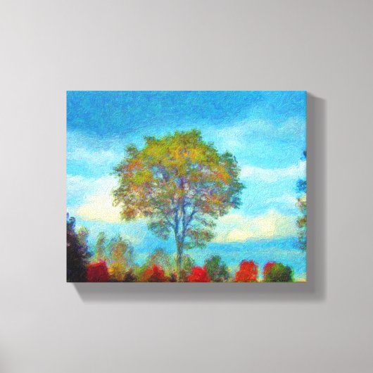 De herfst scène met blauwe hemels canvas afdruk (Voorkant)