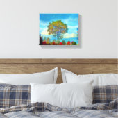 De herfst scène met blauwe hemels canvas afdruk (Insitu (Slaapkamer))