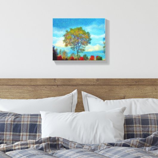 De herfst scène met blauwe hemels canvas afdruk (Insitu (Slaapkamer))