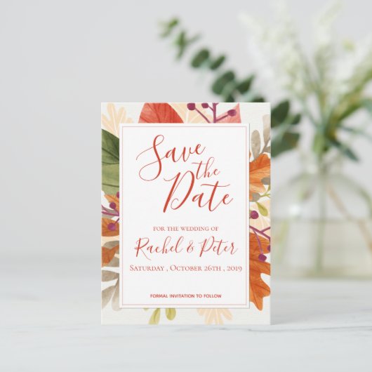 De herfst trekt het Dall Wedding sparen de Datum K Aankondigingskaart (Staand voorkant)