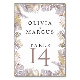 De herfst Tropische Leaves Mauve Gold Waterverf Kaart