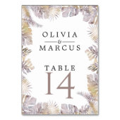 De herfst Tropische Leaves Mauve Gold Waterverf Kaart (Achterkant)