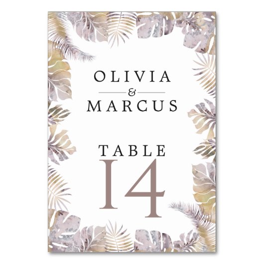 De herfst Tropische Leaves Mauve Gold Waterverf Kaart (Voorkant)