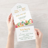 De herfst van Acacia laat fotosjabloon voor bruilo All In One Uitnodiging (Afscheurbaar)