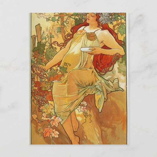 De herfst van Alphonse Mucha Briefkaart (Voorkant)