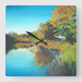 De Herfst van de Bomen Vierkante Klok (Voorkant)