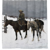 De Herfst van de Cowboy 1895 Frederic Remington Douchegordijn (Voorkant)