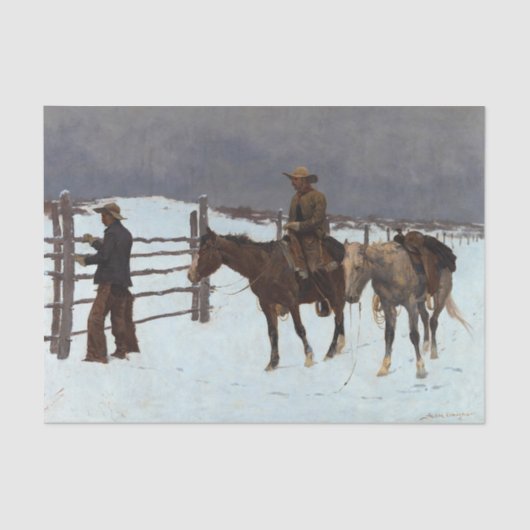 De Herfst van de Cowboy door Frederic Remington Tissuepapier (Voorkant)