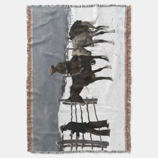 De Herfst van de Cowboy Frederic Remington 1895 Deken (Voorkant Verticaal)