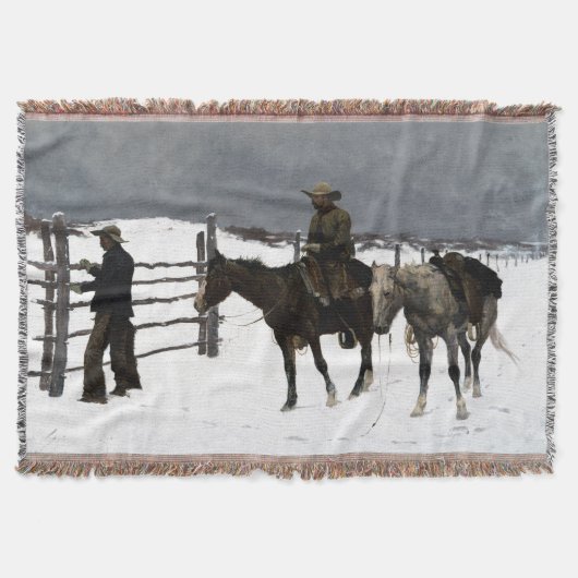 De Herfst van de Cowboy Frederic Remington 1895 Deken (Voorkant)