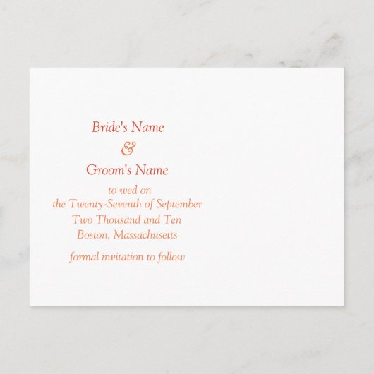 De herfst van de Dates bruiloft kleurt Aankondigingskaart (Achterkant)