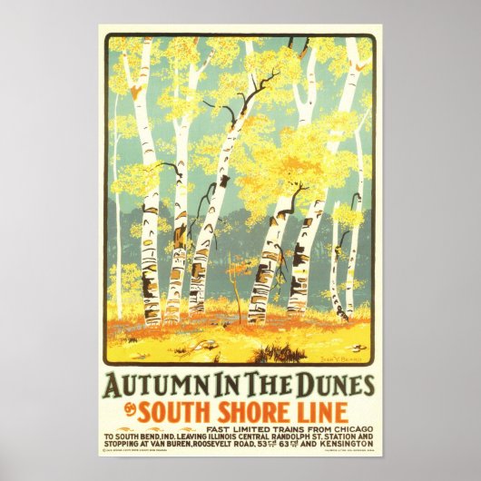 De herfst van de Dunes-South Shore Line Poster (Voorkant)