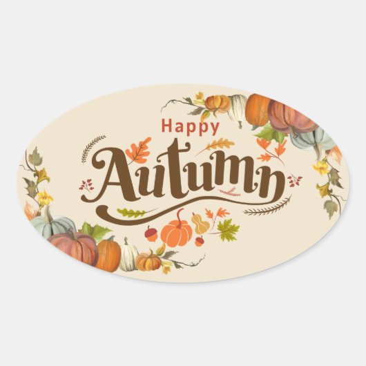 De Herfst van de herfst Pompoen Ovale Sticker (Voorkant)