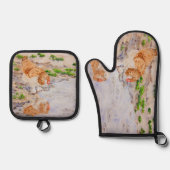 De herfst van de kip ovenwant & pannenlap set (Voorkant)