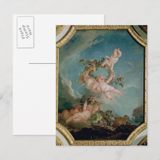 De herfst, van een reeks van de Vier Zeven Briefkaart (Voorkant / Achterkant)