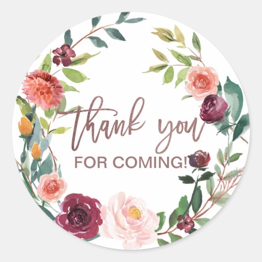 De herfst van Floral Roos Gold Light Hartelijk dan Ronde Sticker (Voorkant)