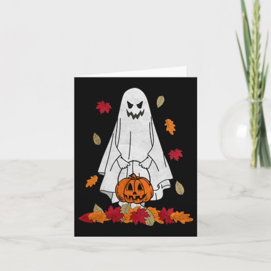 De herfst van Ghost met pomkin Halloween Fall lekt Kaart (Voorkant)