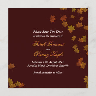 De herfst van het lederen van Maple Wedding sparen Save The Date