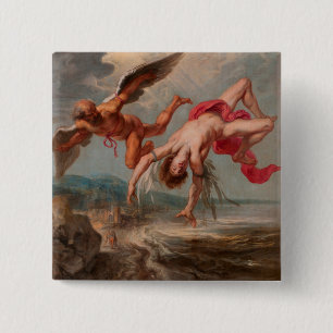 De Herfst van Icarus (door Jacob Peter Gowy) Vierkante Button 5,1 Cm