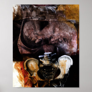 De herfst van inktvis, collage en inkt poster