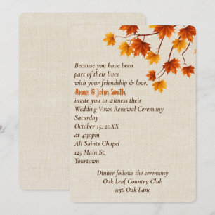 De herfst van Leaves Wedding Vow Renewal Kaart