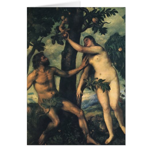 De Herfst van Man; Adam en Eva van Titiaan (Voorkant)