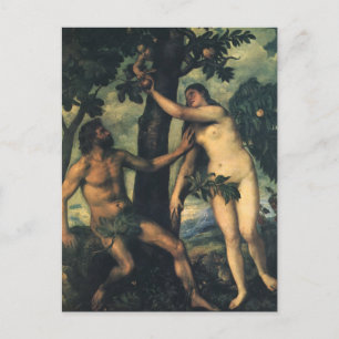De Herfst van Man; Adam en Eva van Titiaan Briefkaart