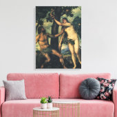 De Herfst van Man; Adam en Eva van Titiaan Canvas Afdruk (Insitu (Woonkamer))