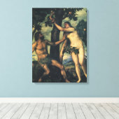 De Herfst van Man; Adam en Eva van Titiaan Canvas Afdruk (Insitu (Houten vloer))