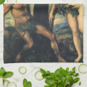 De Herfst van Man; Adam en Eva van Titiaan Theedoek (Gevouwen)