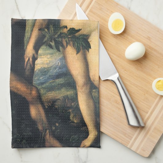 De Herfst van Man; Adam en Eva van Titiaan Theedoek (Quarter Fold)