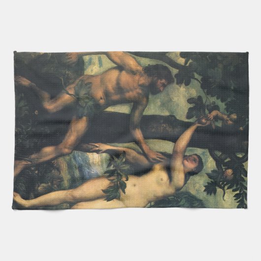 De Herfst van Man; Adam en Eva van Titiaan Theedoek (Horizontaal)