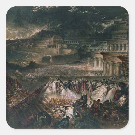 De Herfst van Nineveh Vierkante Sticker (Voorkant)