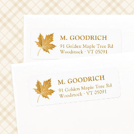 De Herfst van Ochre Autumn Leaf. Retouradres Etiket