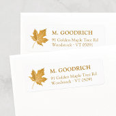 De Herfst van Ochre Autumn Leaf. Retouradres Etiket