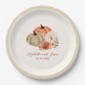 De herfst van Pumpkins Flowers Elegant Falling in  Papieren Bordje (Voorkant)