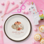 De herfst van Pumpkins Flowers Elegant Falling in  Papieren Bordje (Feest)