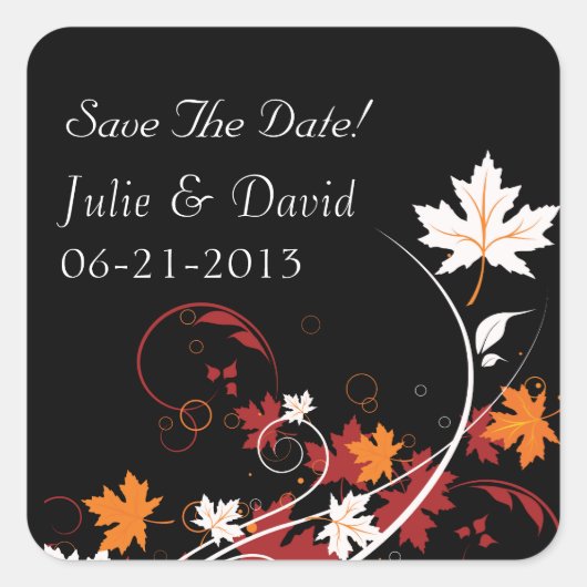De herfst verlaat Abstracte bruiloft sparen de Dat Vierkante Sticker (Voorkant)