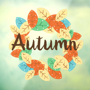 De herfst verlaat het grote venster met de huid raamsticker