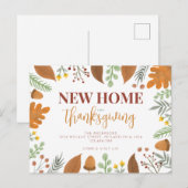 De herfst verlaat nieuw huis voor Thanksgiving Aankondigingskaart (Voorkant / Achterkant)