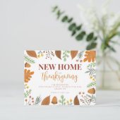 De herfst verlaat nieuw huis voor Thanksgiving Aankondigingskaart (Staand voorkant)