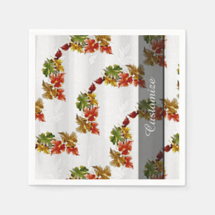 De herfst verlaat Patroon Witte Servetten