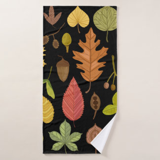 De herfst verlaat vintage die op zwarte achtergron badhanddoek