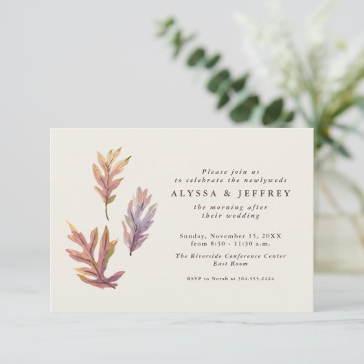 De herfst vertrekt de bruidbrunch-uitnodiging (Staand voorkant)