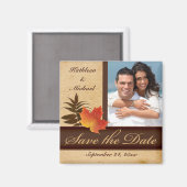 De herfst vertrekt op oude papieren foto's slaat d magneet (Voorkant / Achterkant)