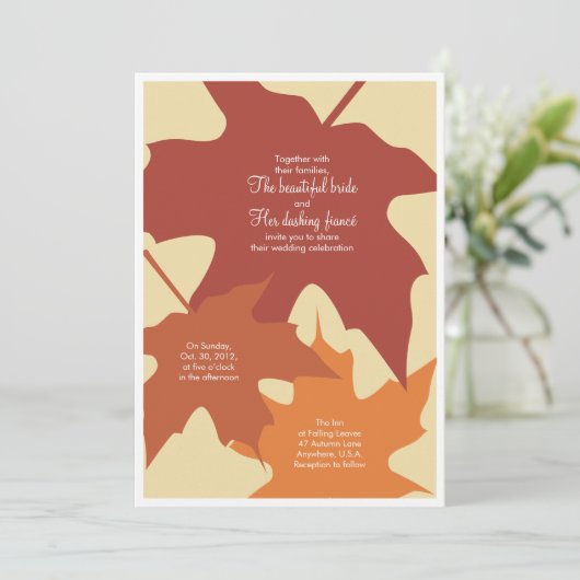 De herfst vertrekt trouwuitnodiging - sinaasappels kaart (Staand voorkant)