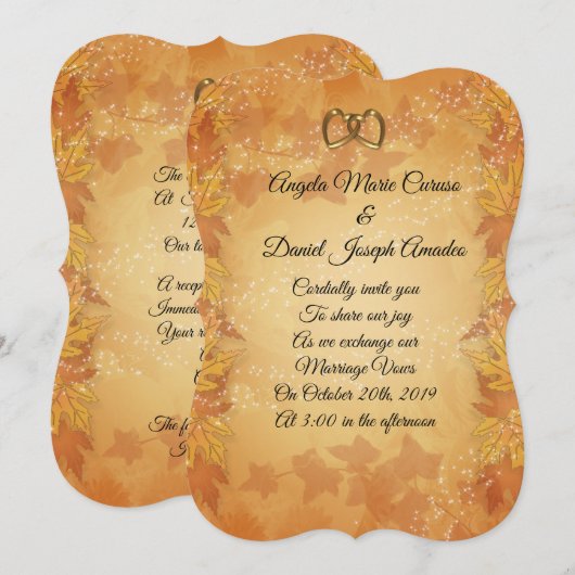 De herfst vertrekt Uitnodiging voor bruiloft (Voorkant / Achterkant)