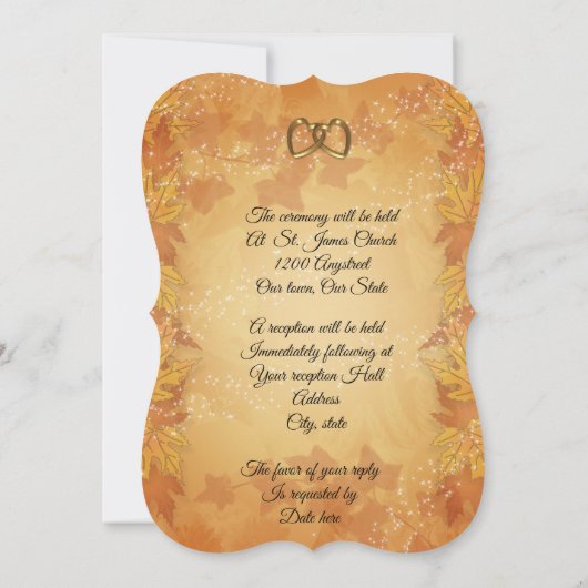 De herfst vertrekt Uitnodiging voor bruiloft (Achterkant)